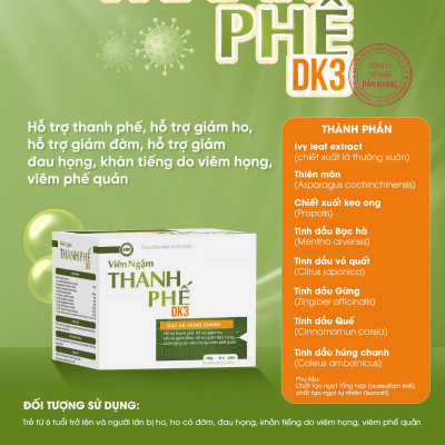Hộp Viên Ngậm Thanh Phế DK3 Hỗ Trợ Giảm Ho Tiêu Đờm 40 viên