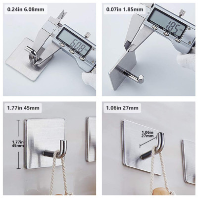 Combo 4 móc treo đồ quần áo dán tường inox 304 HOBBY Home Decor V35-4