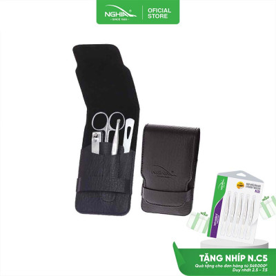 Bộ Quà Tặng (Kéo Cắt Tỉa Lông Mày - Bấm Móng - Dũa - Nhíp) Thép Không Gỉ Cao Cấp KỀM NGHĨA GS.13 PT
