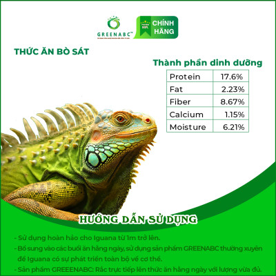 Thức ăn bò sát Iguana Trưởng Thành GREENABC dùng cho Iguana từ 1m trở lên giúp gai bung, gù cao, dáng đẹp, lên màu tươi - Hộp 230g