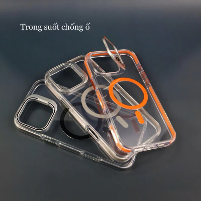 Ốp lưng chống sốc cho iPhone 16 Pro Max iP 15 Pro Max sạc không dây từ tính viền bảo vệ camera kiêm giá đỡ trong suốt hiệu Raigor Rita - Hàng nhập khẩu