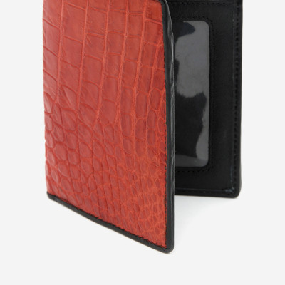 HJ2277 - Bóp nam Huy Hoàng da cá sấu kiểu đứng màu đỏ