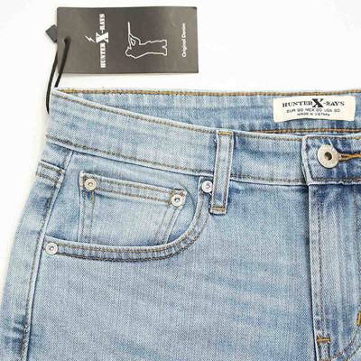 Quần Short Jeans Nam Cao Cấp HUNTER X-RAYS Form Slimfit  Màu Xanh Wash Bạc S37