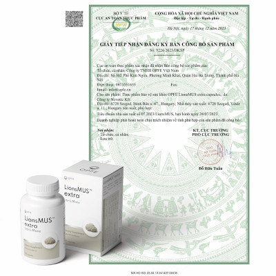 Thực phẩm BVSK OPFE LionsMUS extra capsules (60 viên), Hungary (Nấm Bờm Sư Tử)