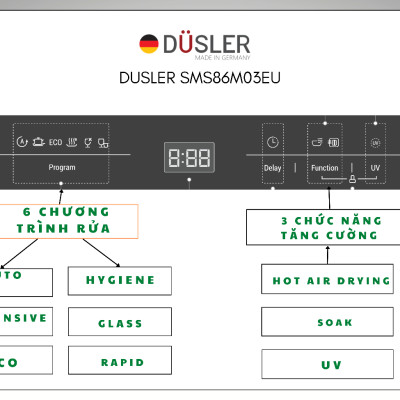 MÁY RỬA BÁT DUSLER SMS86M03EU - Hàng Chính Hãng