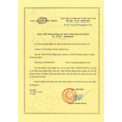 Thanh Quản PQA Dùng Cho Người Bị Khản Tiếng, Mất Tiếng, Viêm Thanh Quản, Viêm Họng Hạt Hộp 10 Ống