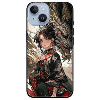 Ốp lưng dành cho Iphone 15 - 15 Plus - 15 Pro - 15 Pro Max - Cô Gái Và Rồng Đen - Hàng Chính Hãng