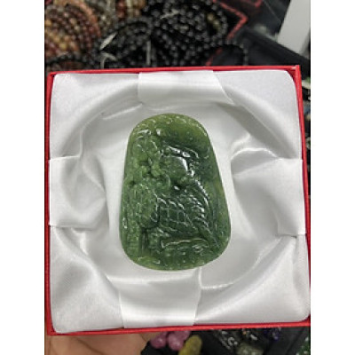 Mặt dây chuyền Kỳ Lân phong thủy đá ngọc băng tảo