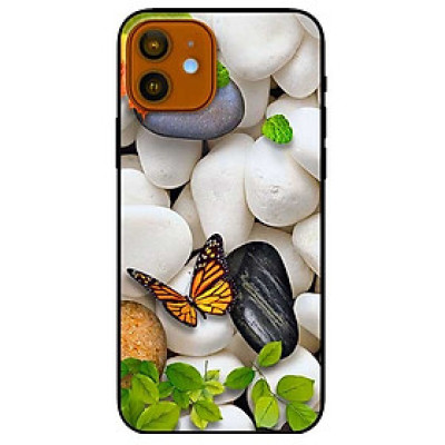 Ốp lưng dành cho Iphone 12 - 12 Pro mẫu Sỏi Trắng và Bướm