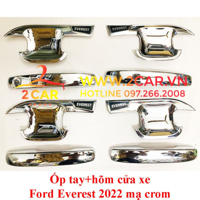 Ốp tay nắm, hõm cửa xe Ford Everest 2022, 2023 mạ Crom cao cấp