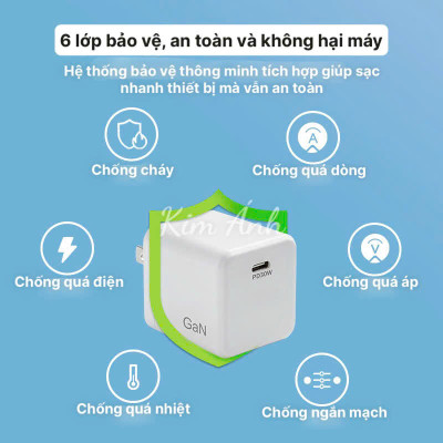 Củ sạc xuất Nhật GaN 30W KFLY ( JHX-AC2052) đạt chứng nhận PSE tiêu chuẩn Nhật Bản, được dùng thử 30 ngày, bảo hành hàng chính hãng 12 tháng