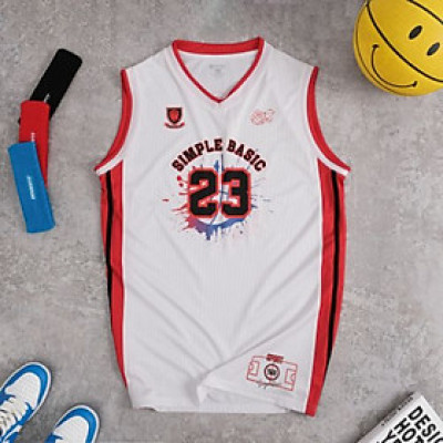 Áo ba lỗ tanktop thể thao bóng rổ 23 premium, vải siêu nhẹ, thoáng mát, thấm hút mồ hôi tốt, màu trắng