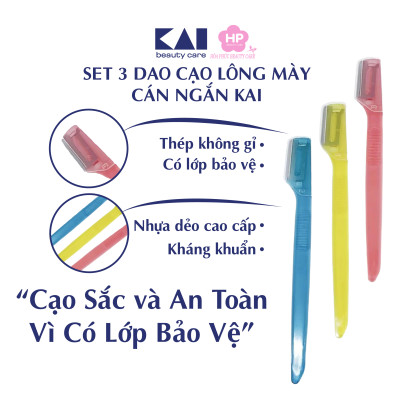 Dao Cạo Lông Mày Lưỡi Đơn Kai 004186 Razor Eye-Brow CAML-3P4 004183 (Set 3 Cây)