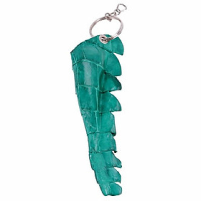 Móc khóa da cá sấu Huy Hoàng gai đuôi màu xanh lá HC8243