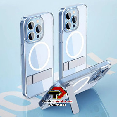 Ốp lưng cho iPhone 14 Pro Max, 14 Pro, 14 Plus, 14 chính hãng WIWU Aurora Crystal có chân chống- Hàng chính hãng