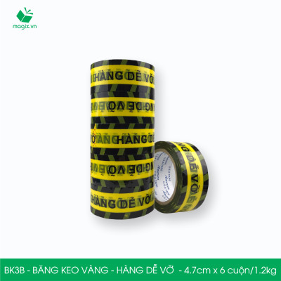 BK3B - COMBO 6 Cuộn băng keo HÀNG DỄ VỠ 4.7cm x 6 cuộn/1.2kg - Băng dính niêm phong đóng hàng