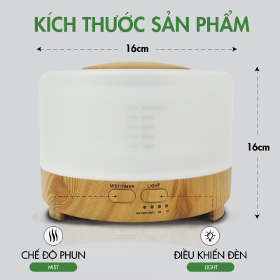 Combo 3 Chai Tinh Dầu TOKI MORI Sả Chanh + Cam Ngọt + Bạc Hà kèm Máy Xông Tinh Dầu/Máy Khuếch Tán Hình Trụ Vân Gỗ Đèn Led Có Remote Điều Khiển Từ Xa