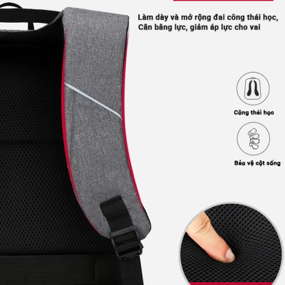 Balo Nam, Nữ Công Sở Đa Năng Teement, Đựng Vừa Laptop - Macbook - Máy Tính Xách Tay, Chất Liệu Vải Cao Cấp Chống Thấm Nước, Chống Xước, Có Cổng Sạc USB Tiện Lợi - Hàng Chính Hãng