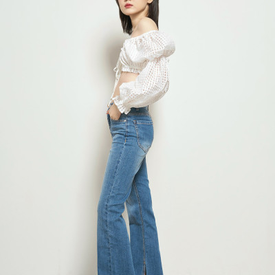 DOTTIE - Áo ngắn tay phồng rút nhún - Trắng - T0697