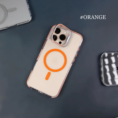 Ốp lưng chống sốc cho iPhone 16 Pro Max iP 15 Pro Max sạc không dây từ tính viền bảo vệ camera kiêm giá đỡ trong suốt hiệu Raigor Rita - Hàng nhập khẩu