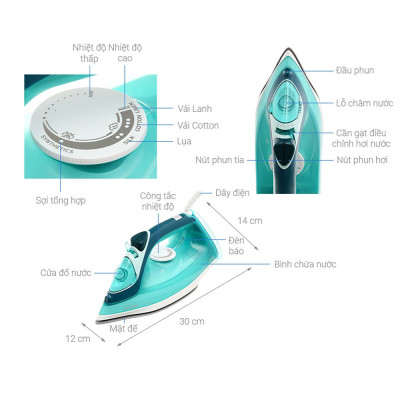 Bàn là, bàn ủi hơi nước cầm tay Philips DST3030, công suất 2400W, phun hơi tự động, bảo hành 2 năm | Hàng Chính Hãng
