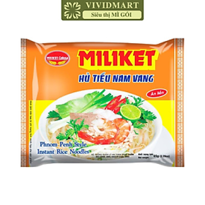 COLUSA - Hủ tiếu Miliket hương vị Nam Vang, Miliket hủ tiếu nam vang, Hủ tíu nam vang Miliket gói (65g/gói)