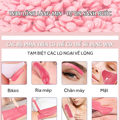 SÁP WAX TẨY LÔNG NÓNG CAO CẤP Giúp Da Láng Mịn, An Toàn, Lành Tính, Không Đau - Phù hợp mọi loại da, Hiệu quả wax tẩy lông nách, wax tẩy lông các vùng, bikini, wax lông tại nhà, tẩy da chết - Tặng que gỗ chà sáp