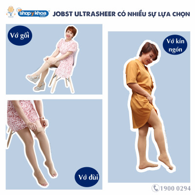 Vớ y khoa đùi silicone JOBST UltraSheer - Siêu mỏng, màu da, kín ngón, 20-30mmHg, giãn tĩnh mạch chân (tất y khoa)