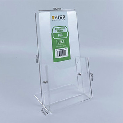 Khay đựng giấy, Hộc đựng tờ rơi, Kệ mica nhiều giấy 1 ngăn Enter C03 100x210mm 1/3A4 đứng 2mm