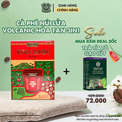 Cà Phê Mohodo Volcanic Coffee Instant 3in1 Nguyên Chất Đậm Vị Từ Núi Lửa Chư Đăng Ya 108g - Hộp giấy