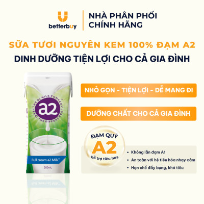 Thùng 24 Hộp Sữa Tươi Nguyên Kem Tiệt Trùng a2 Milk - a2 Milk UHT