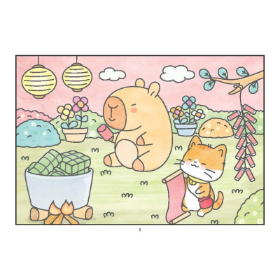 Sách Tô Màu - Bốn Mùa Của Capybara Và Mèo Cam - Minh Thắng