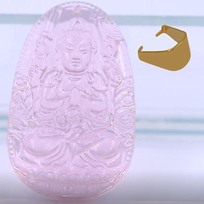 [Tuổi Tý] Mặt Dây Chuyền Phật Thiên Thủ Thiên Nhãn Đá Pha Lê Hồng Size Nhỏ 3.6cm & Size Lớn 5cm - Tặng Kèm Móc Inox - Phong Thủy 868 - May Mắn - Bình An