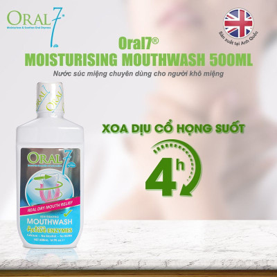Nước súc miệng giữ ẩm Oral7 Moisturising Mouthwash 500ml - Nhập khẩu từ Anh Quốc