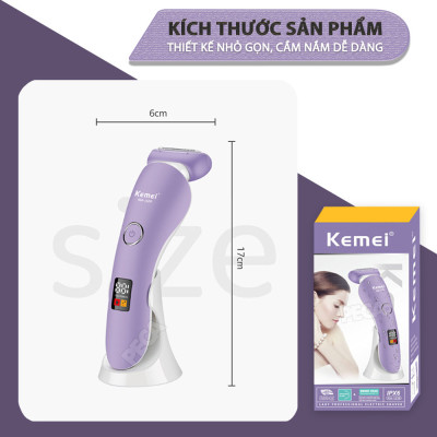 Máy tẩy lông Kemei KM-1539 chuyên dùng cạo lông toàn thân, bikini sử dụng pin sạc tiện lợi - Chính hãng