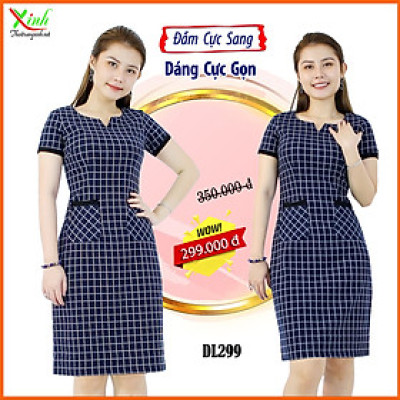 Đầm suông caro công sở ThoiTrangXinh DL299