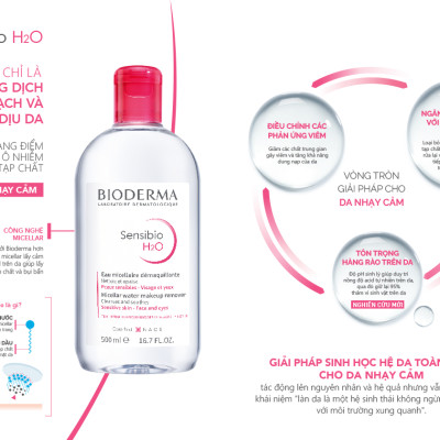 Nước tẩy trang dành cho da nhạy cảm BIODERMA Sensibio H2O 250ml