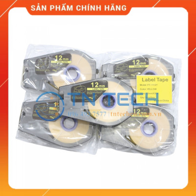 Nhãn in CANON PT-1112Y - Chữ đen nền vàng 12MM x 30M - Dùng cho máy in ống CANON [Hàng nhập khẩu]