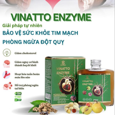 Nước uống Vinatto Enzyme - Bảo vệ sức khỏe tim mạch, giảm cholesterol - Hộp 250ml