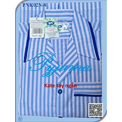 Bộ Pyjama HUONGTAM Kate  tay ngắn nam cao cấp(PNK02-N2). Chất liệu Kate loại tốt:  mềm mại, thoáng mát, không phai màu.