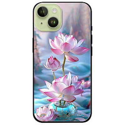 Ốp lưng cho iPhone 14 - iPhone 14 Plus - iPhone 14 Pro - iPhone 14 Pro Max - Sen Hồng Bình Xanh - Hàng Chính Hãng