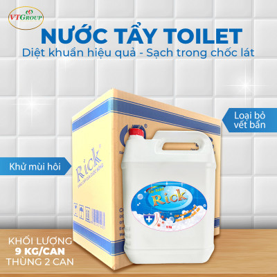 Nước Tẩy Toilet Rick Can 9Kg (2 Can / Thùng) - Tặng 1 Chai Lau Sàn Rick 1Kg