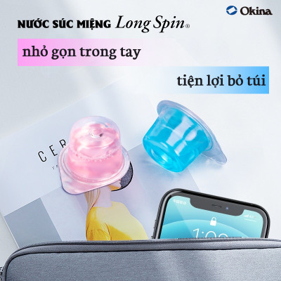 Nước súc miệng bỏ túi OKINA dòng LONG SPIN ZERO Nhật Bản hương Cam Quýt Bạc Hà không cồn – Hộp 100 hũ x 14ml