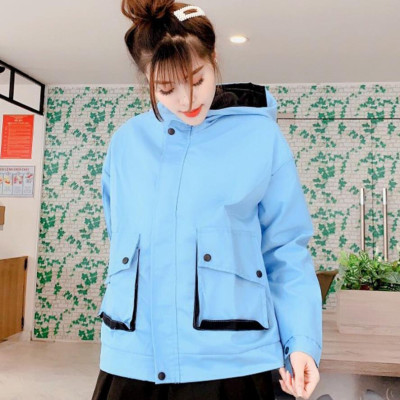 Áo khoác nữ Áo khoát nữ kaki chống nắng Túi Hộp Nắp Xéo xinh xinh xinh xinh-A159