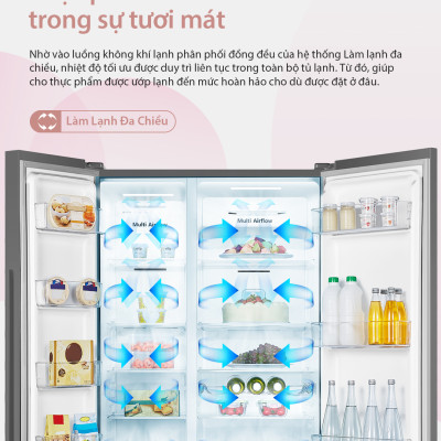 Tủ Lạnh Hisense Inverter Side By Side RS668N4EW-PU 519 Lít tiết kiệm điện, bảo hành 3 năm - HÀNG CHÍNH HÃNG