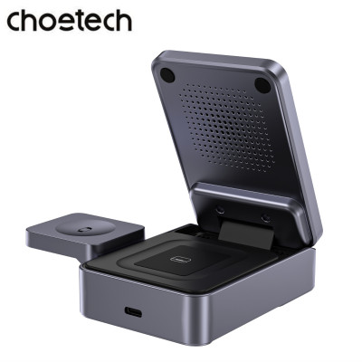 Đế sạc nhanh không dây 3 in 1 công suất 15W Choetech T637 chuẩn Qi2 - Hàng chính hãng