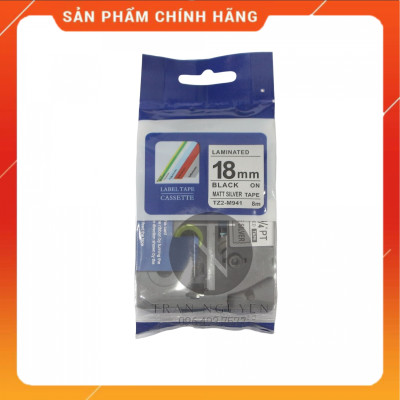 [Combo 3 hộp] Nhãn In đa lớp Tz2-m941 - Đen nền bạc 18mm x 8m - Hàng nhập khẩu