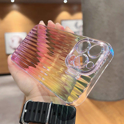 Ốp lưng 3D bảo vệ camera cho iPhone 12 / 12 Pro / 12 Pro Max / 13 / 13 Pro / 13 Pro Max / 14 / 14 Plus / 14 Pro / 14 Pro Max hiệu HOTCASE Laser Aurora - mặt lưng gợn sóng 3D, chống sốc, chống chịu mọi va đập, có khung bảo vệ camera - hàng nhập khẩu