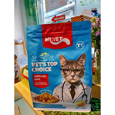 ( TẶNG KÈM 1 TÚI SÚP THƯỞNG) - HẠT DÀNH CHO MÈO MR.VET TÚI 1KG T1 - T2