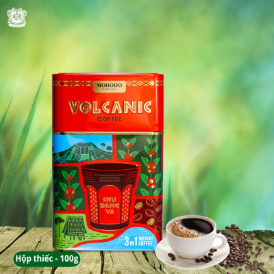 CÀ PHÊ MOHODO VOLCANIC COFFEE INSTANT 3IN1 NGUYÊN CHẤT ĐẬM VỊ TỪ NÚI LỬA CHƯ ĐĂNG YA 180G - HỘP SẮT